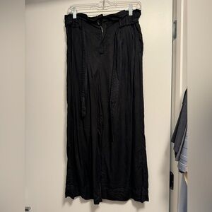 zara basic navy capri culotte pants with wrap belt